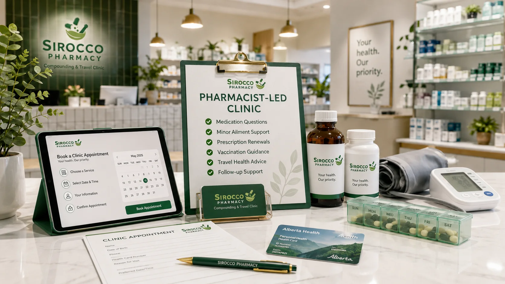 Pharmacist-led clinic appointment services at Sirocco Pharmacy in Calgary SW