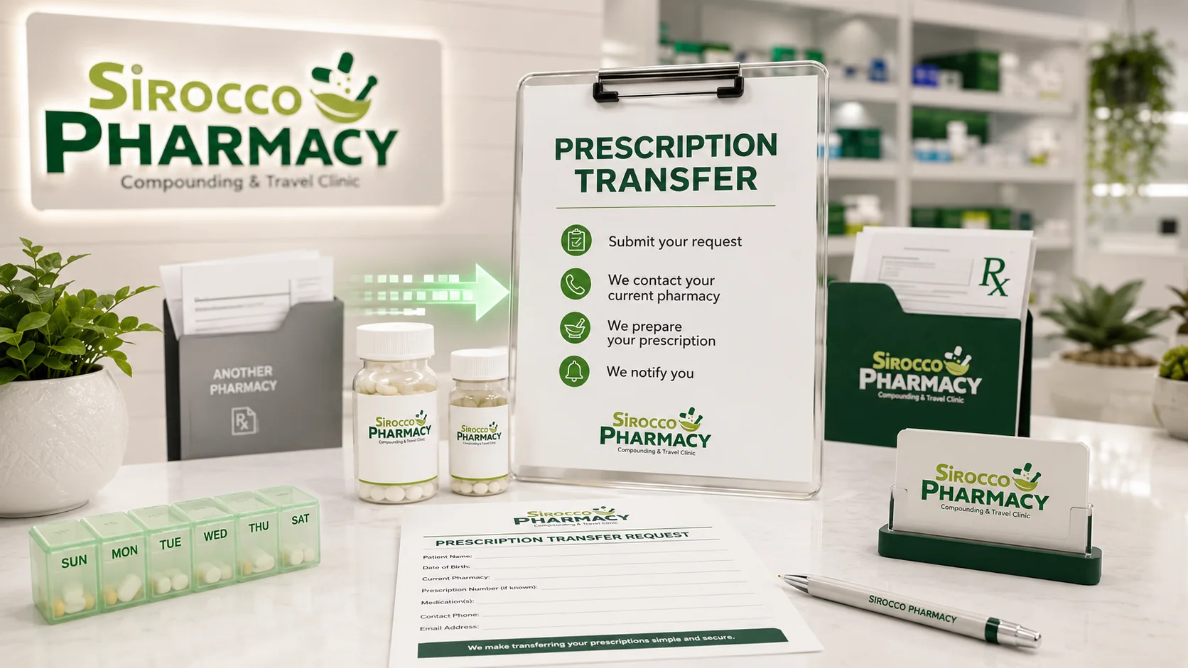 Prescription transfer service at Sirocco Pharmacy in Calgary