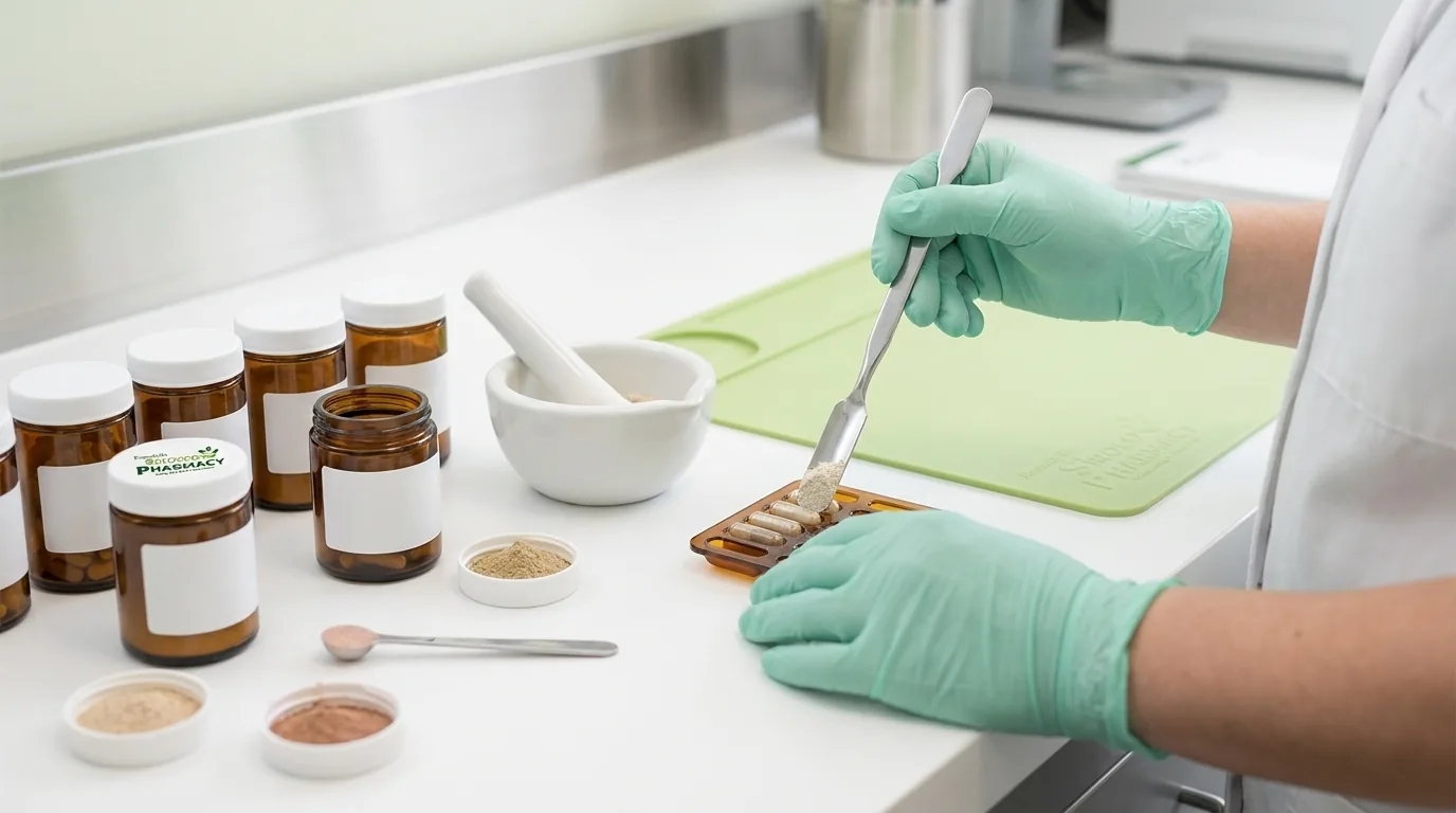 Compounding pharmacy preparation at Sirocco Pharmacy in Calgary SW